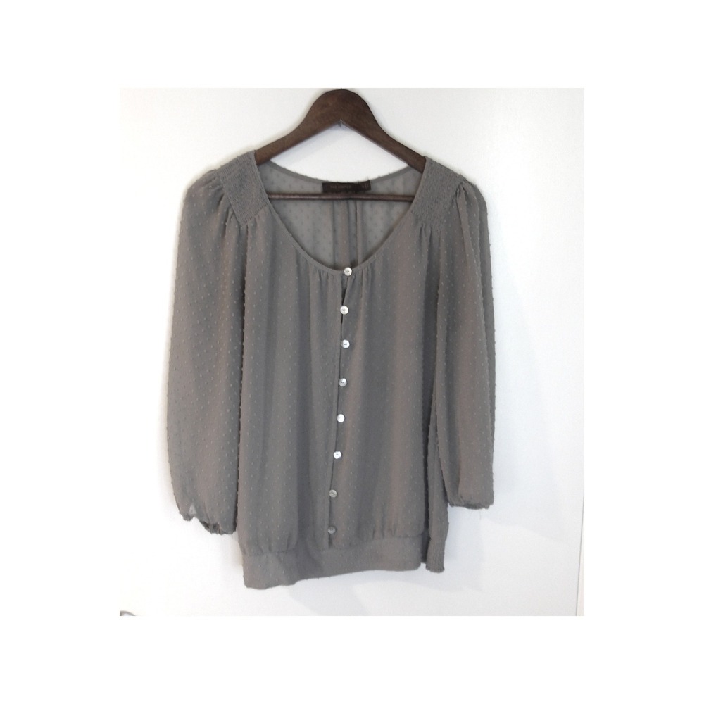 The Limited‎ Swiss Dot Blouse Sheer Lightweight Top Gray Size M / #5268